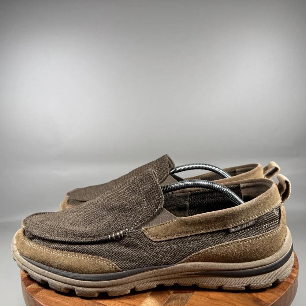 Skechers Superior Milford Mens 13 Relaxed Fit Memory Foam Slip On Loafers Brown‎